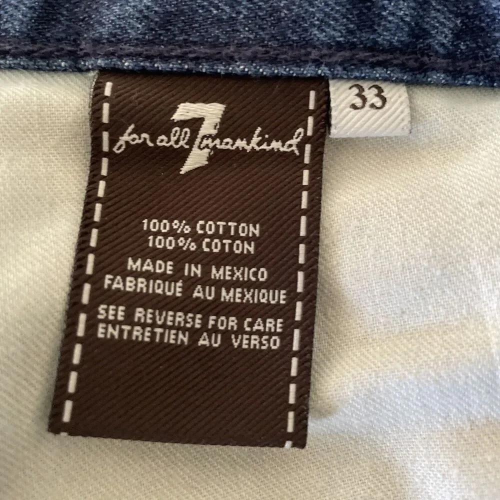 7 For All Mankind Austyn Relaxed Straight Mens Jeans Size 33X34 Dark Blue Zip - Picture 5 of 7